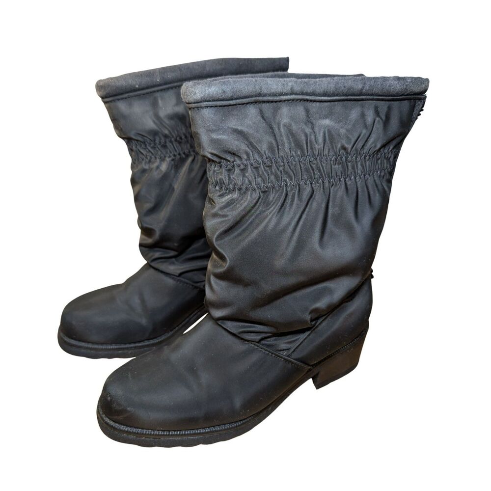 Boston Accent Mid-Calf Winter Boots - Black - Size 6M - Zipper - Faux Fur Lined